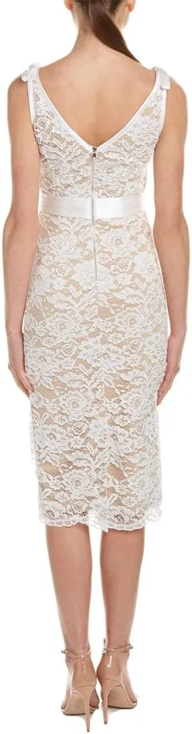 ABS Allen Schwartz Women's Lace Sheath Dress with Satin Contrast