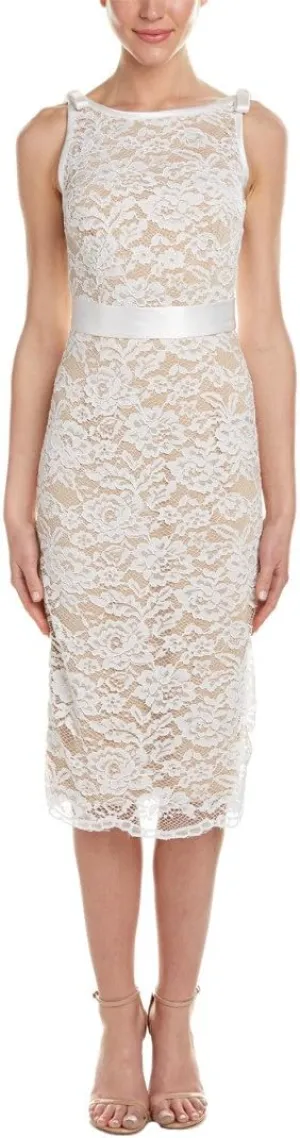 ABS Allen Schwartz Women's Lace Sheath Dress with Satin Contrast