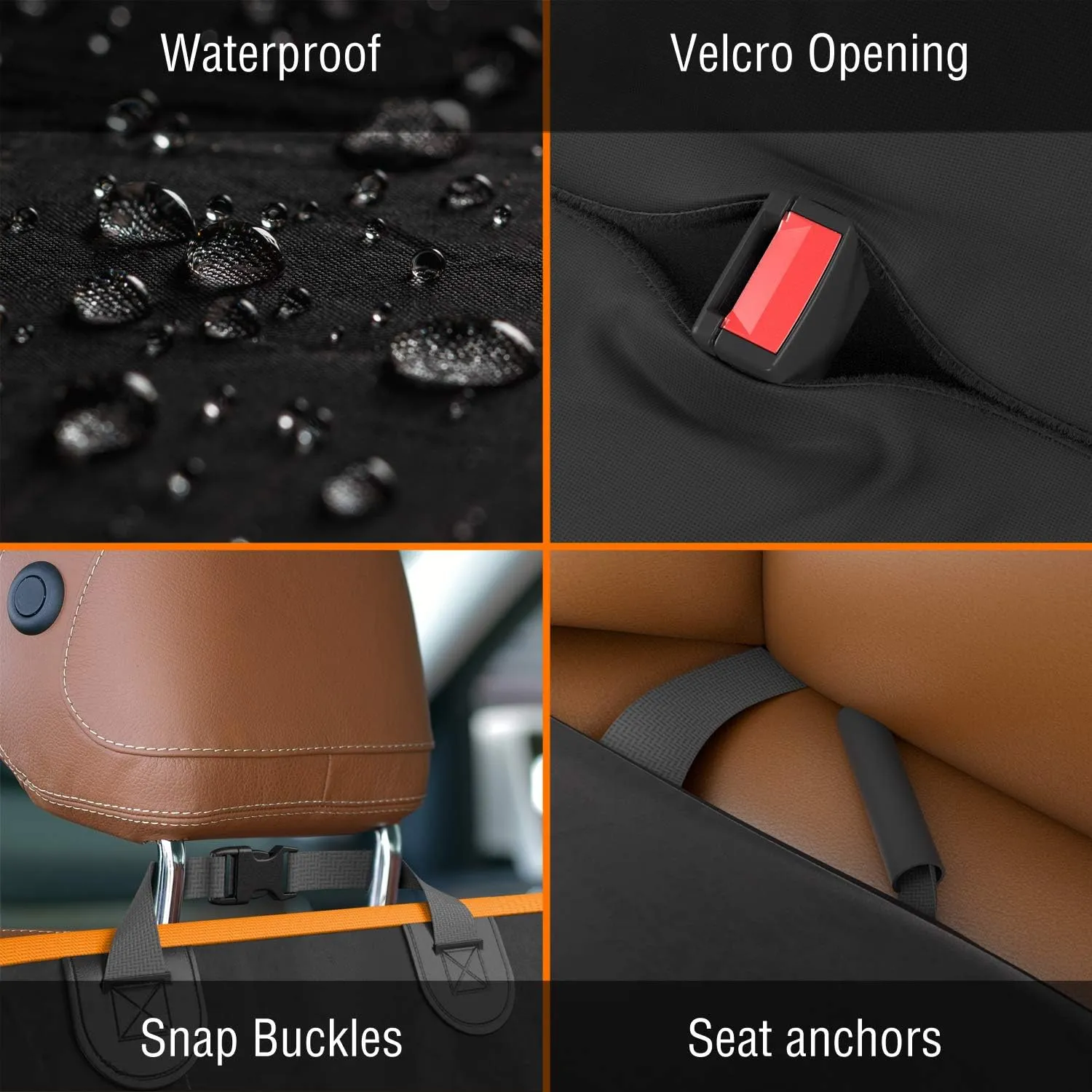 Active Pets Dog Car Seat Cover Car Seat Protector- Seat Cover for Back Seat of SUVs, Trucks, Cars - Waterproof & Convertible Hammock for Car Backseat - Dog Travel Accessories- Orange