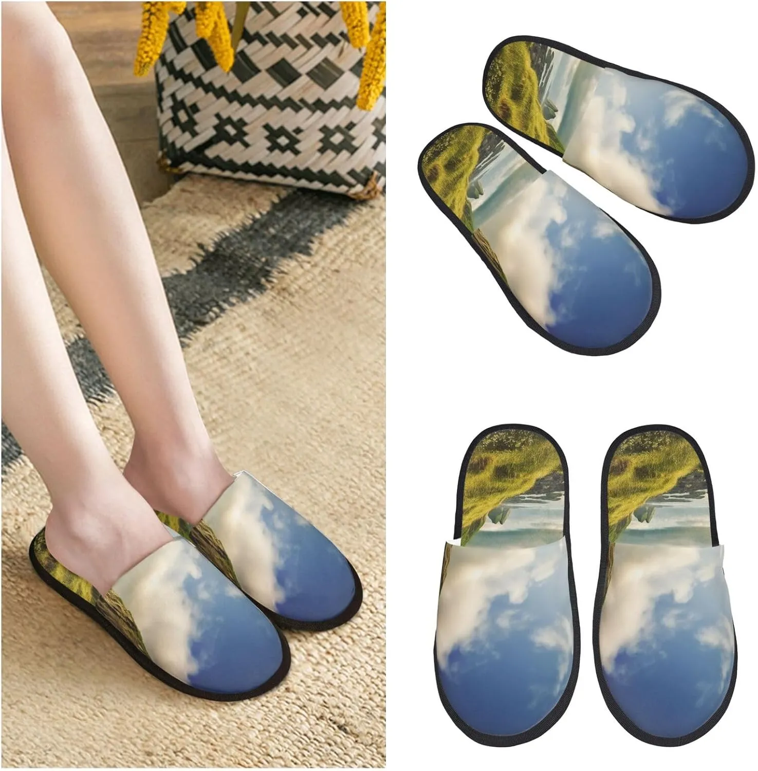 AdaNti Nature cliff Sky Furry Slippers for Men Women Fuzzy Memory Foam Slippers Warm Comfy Slip-on Bedroom Shoes Winter House Shoes for Indoor Outdoor