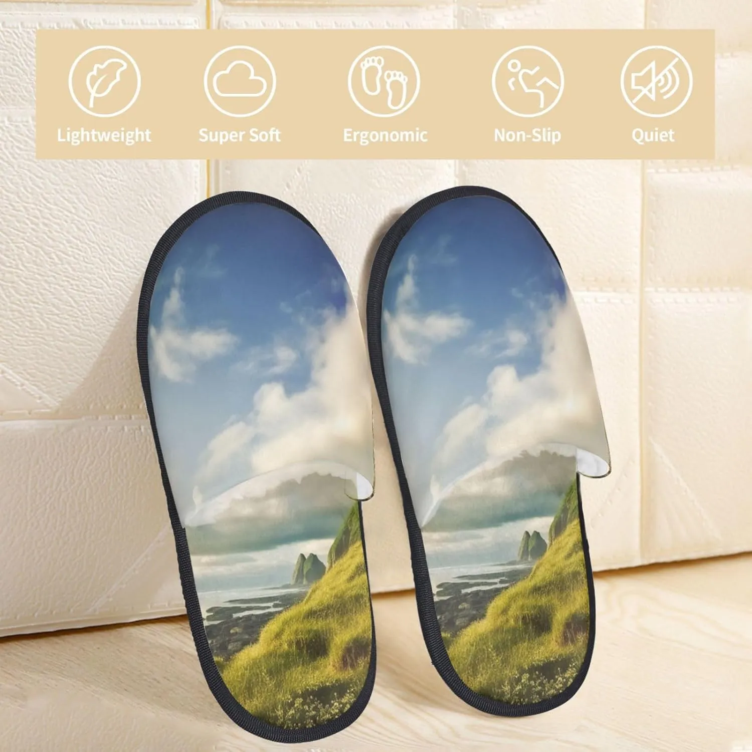 AdaNti Nature cliff Sky Furry Slippers for Men Women Fuzzy Memory Foam Slippers Warm Comfy Slip-on Bedroom Shoes Winter House Shoes for Indoor Outdoor