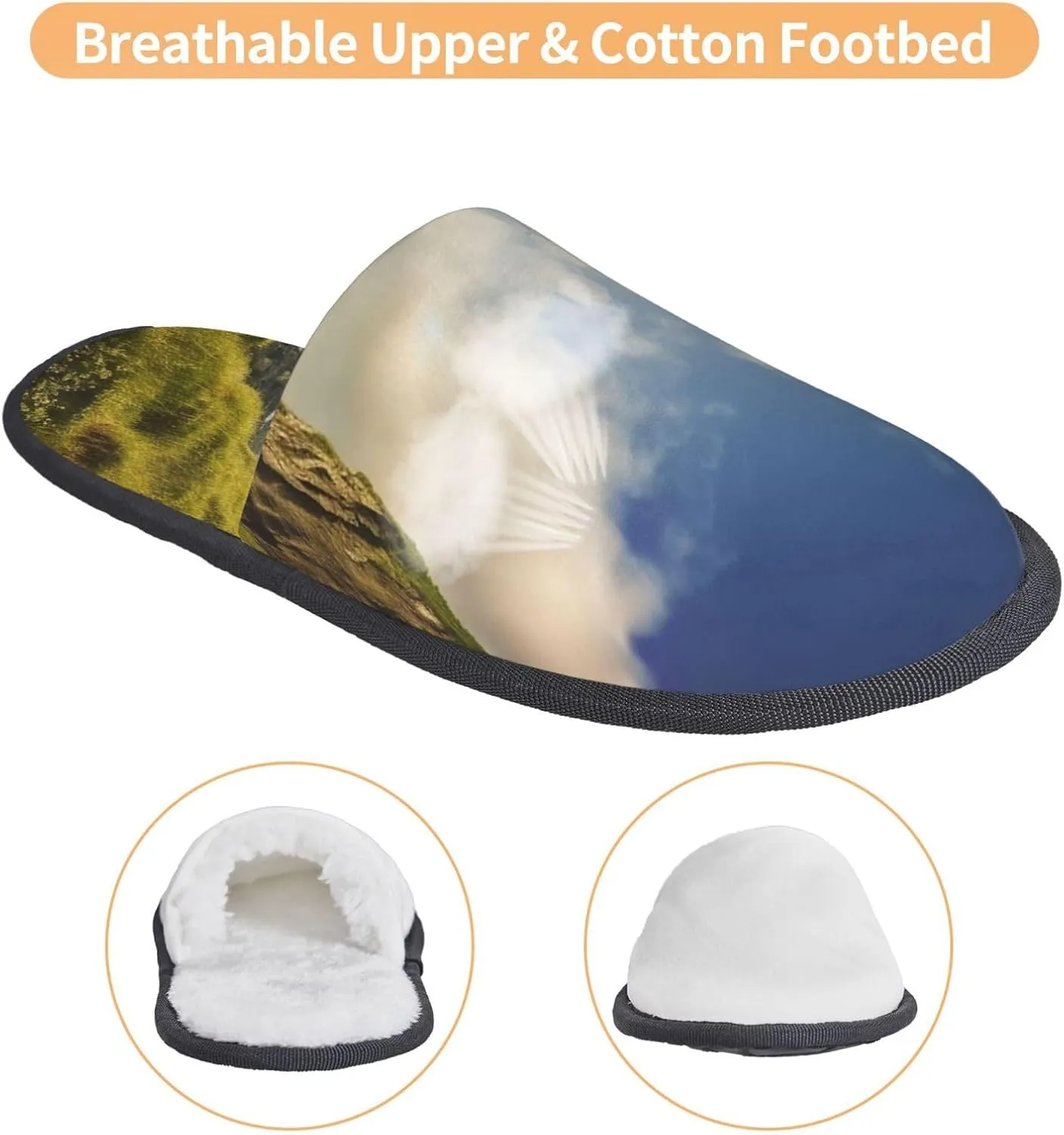 AdaNti Nature cliff Sky Furry Slippers for Men Women Fuzzy Memory Foam Slippers Warm Comfy Slip-on Bedroom Shoes Winter House Shoes for Indoor Outdoor