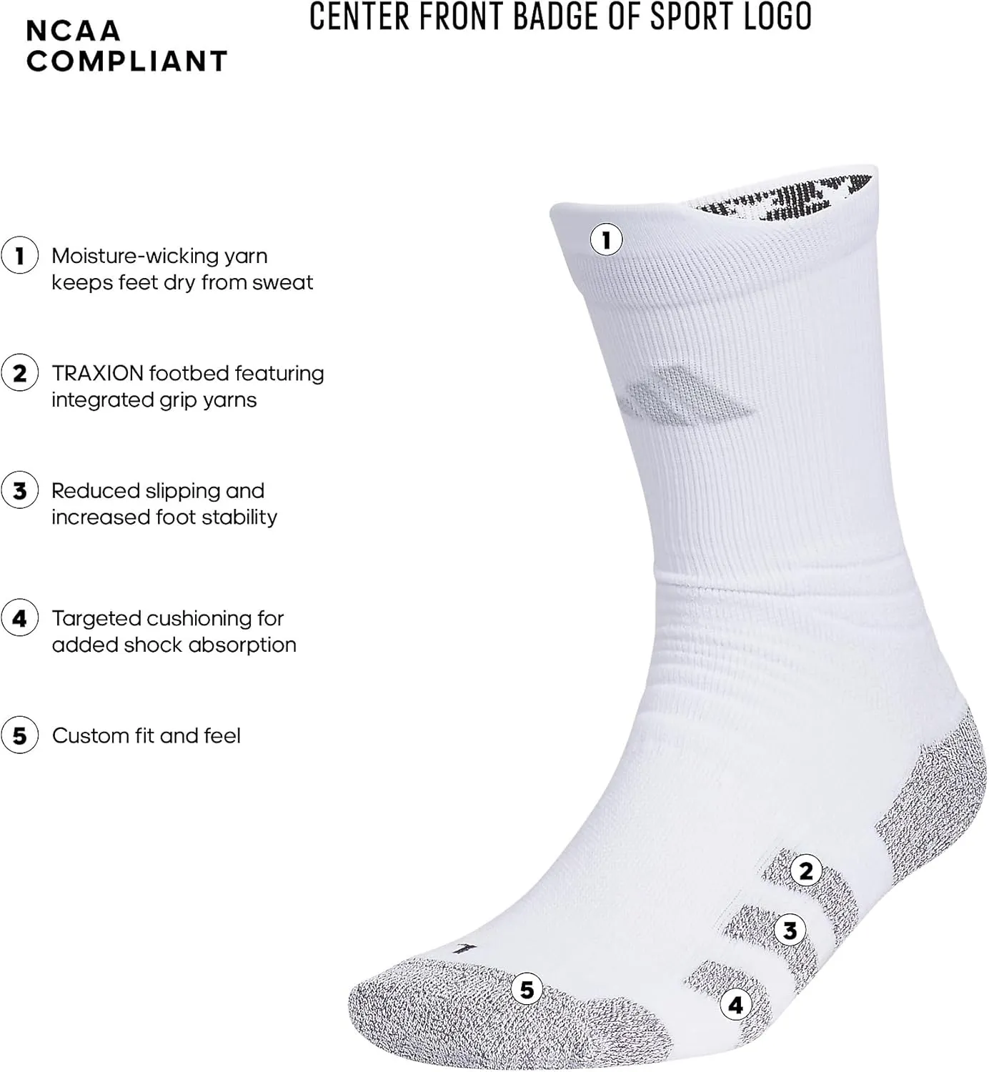 adidas 5-Star Team Traxion 2.0 Crew Socks (1-Pair)