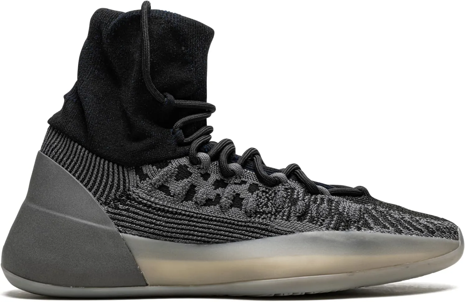 adidas Mens Yeezy Knit Bsktbl Lace Up Sneakers Shoes Casual - Black, Grey