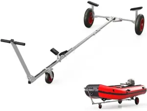 Adjustable Boat Trailer Dolly, Carbon Steel Inflatable Boat Trailer Mover, 15'' Pneumatic Tires & Nonslip Support Bracket, for Moving Kayak Motorboat Fishing Boat