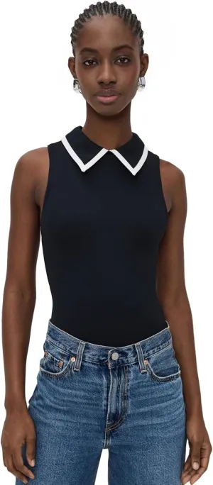 alice   olivia Women's Rothy Sleeveless Collared Thong Bodysuit