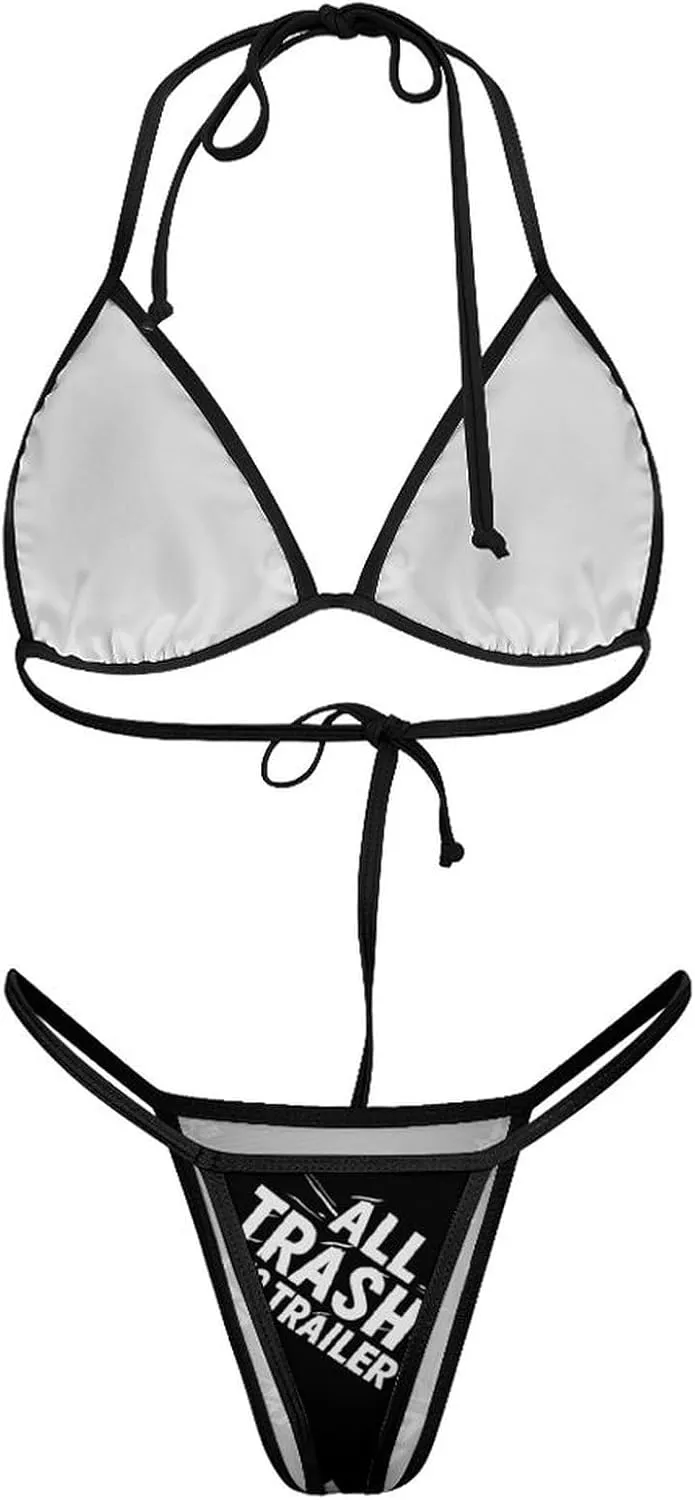 All Trash No Trailer Bathing Suit Bikini Sets for Women Swimsuits Triangle Two Piece Swimwear Back Tie