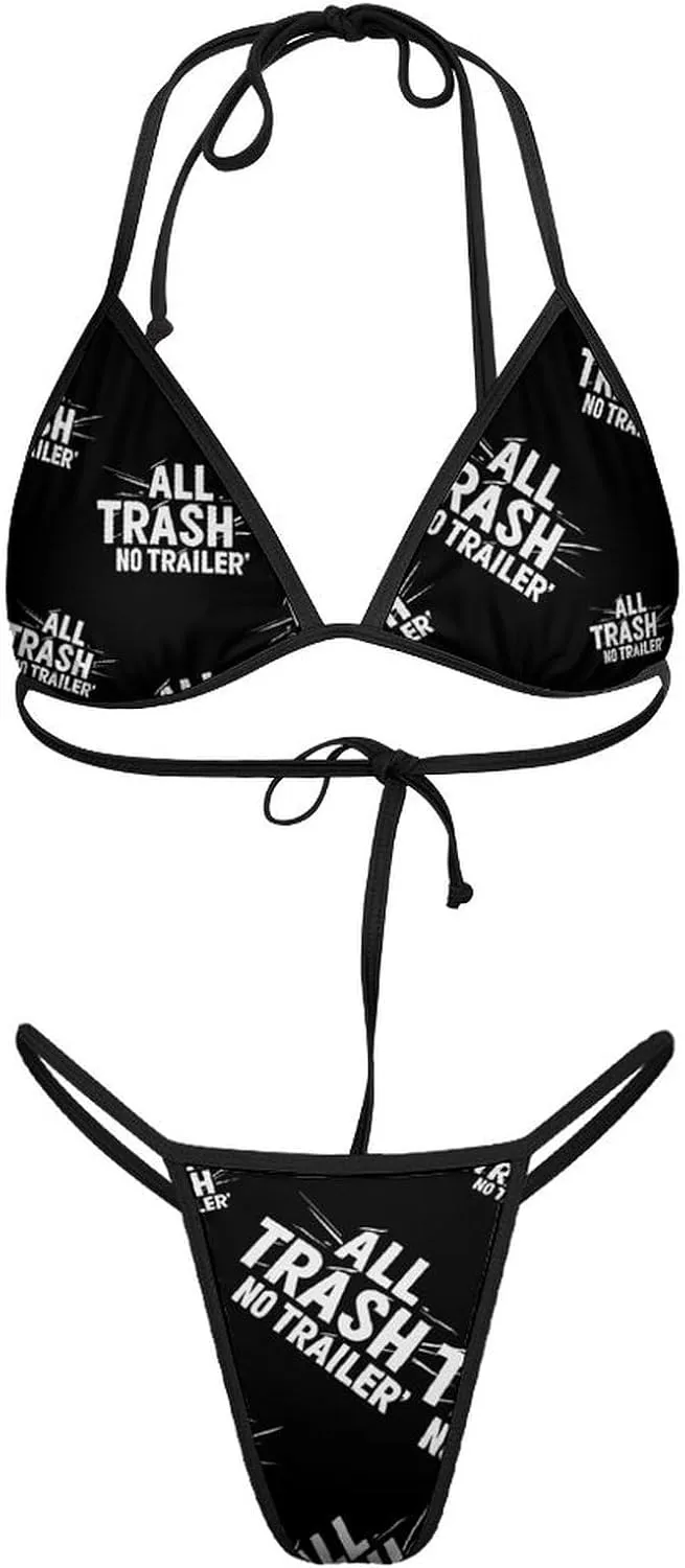 All Trash No Trailer Bathing Suit Bikini Sets for Women Swimsuits Triangle Two Piece Swimwear Back Tie