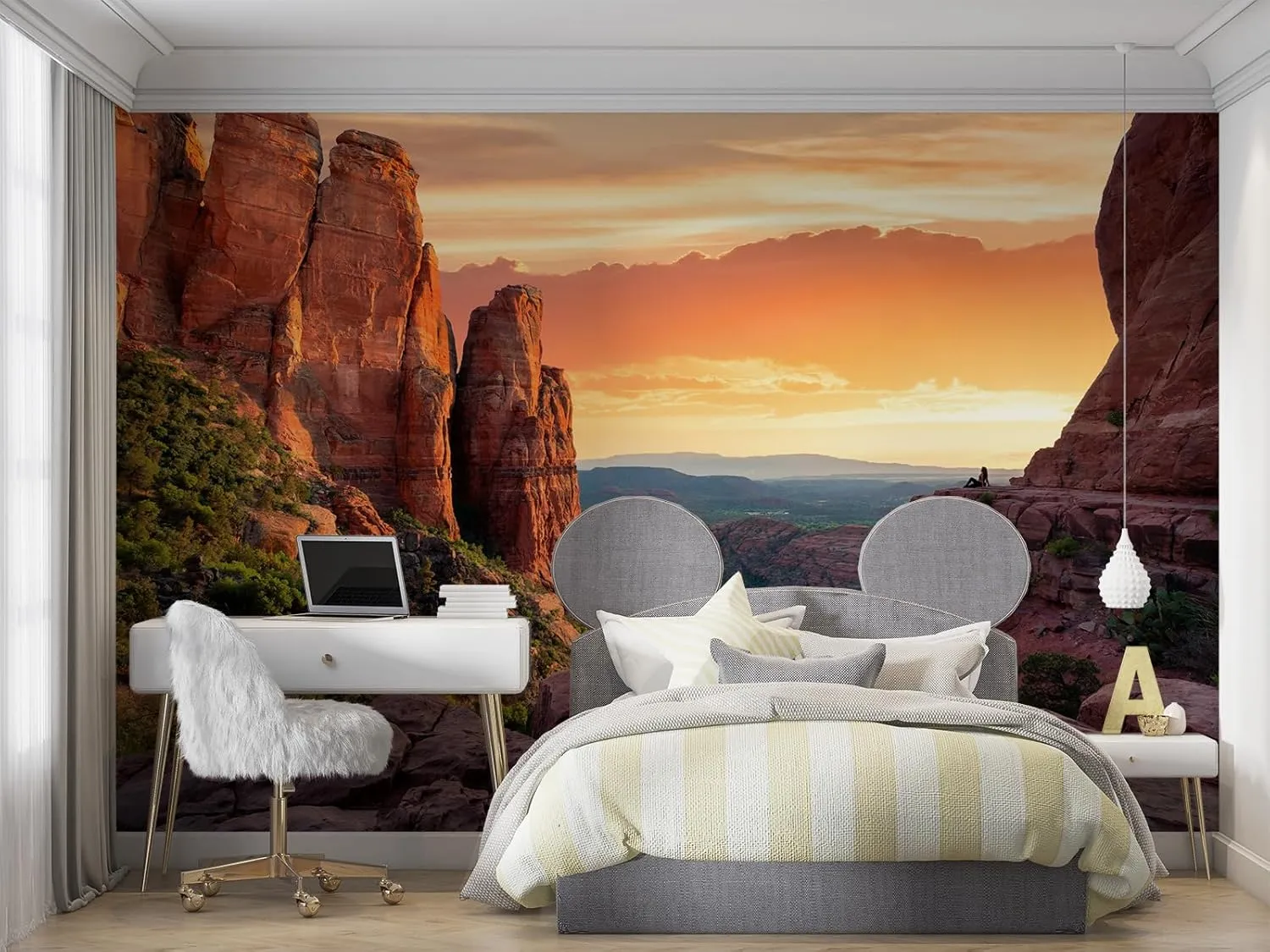 Alpine Grand Canyon Wall Murals Canyon Sunset Scenery Wall Paper Decor Gobi Rock Forest 3D Wallpaper Mural for Children's Room Hotels Offices Waterproof - 177.16" W x 120" H