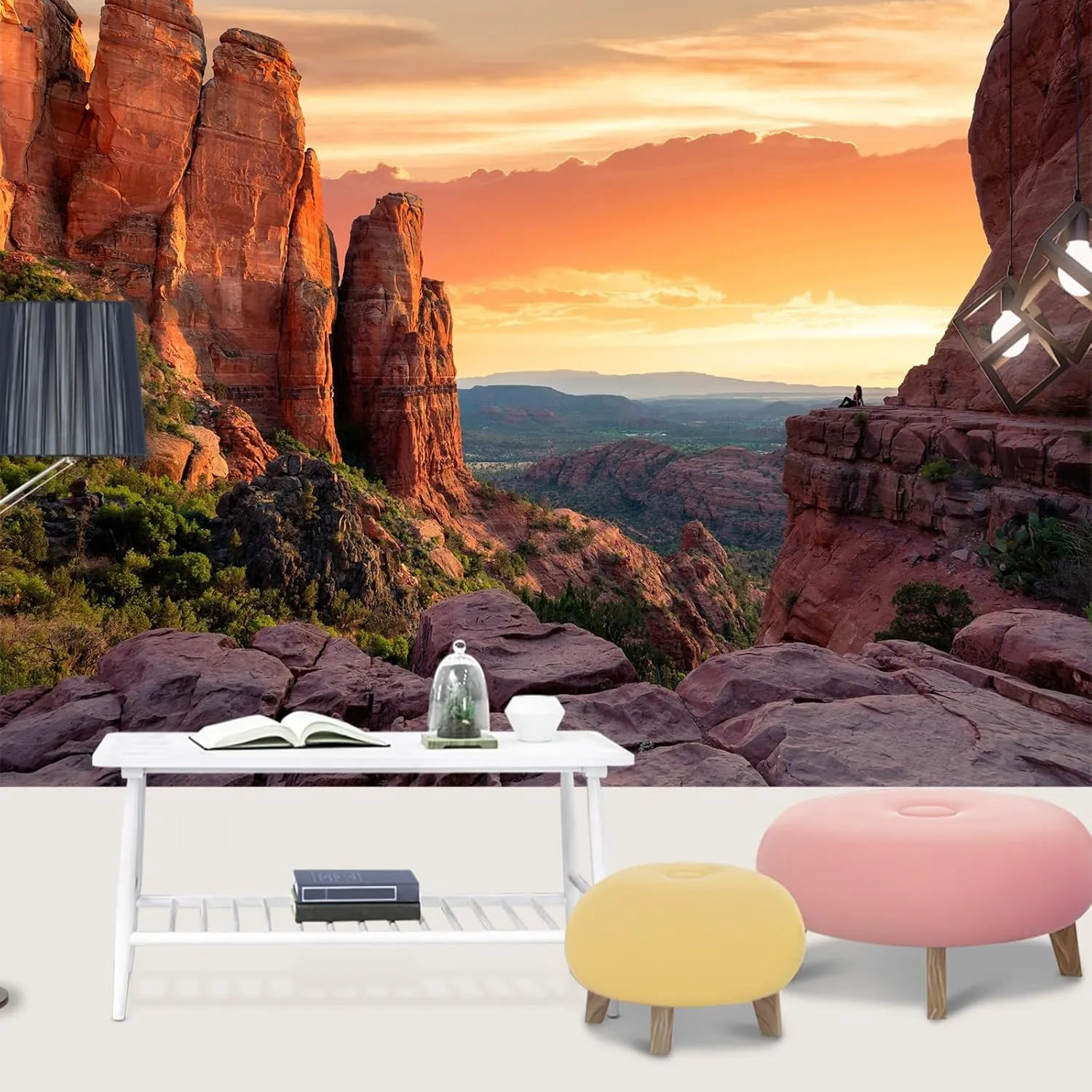 Alpine Grand Canyon Wall Murals Canyon Sunset Scenery Wall Paper Decor Gobi Rock Forest 3D Wallpaper Mural for Children's Room Hotels Offices Waterproof - 177.16" W x 120" H