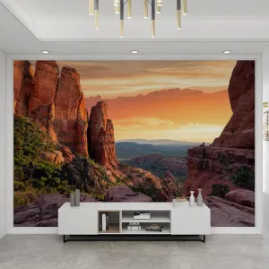 Alpine Grand Canyon Wall Murals Canyon Sunset Scenery Wall Paper Decor Gobi Rock Forest 3D Wallpaper Mural for Children's Room Hotels Offices Waterproof - 177.16" W x 120" H
