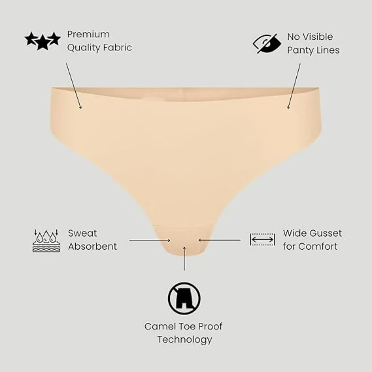 Ambar Wear Thong No Camel Toe - Ambarwear Anti Camel Toe Underwear, Ambar Wear Underwear Seamless Thongs
