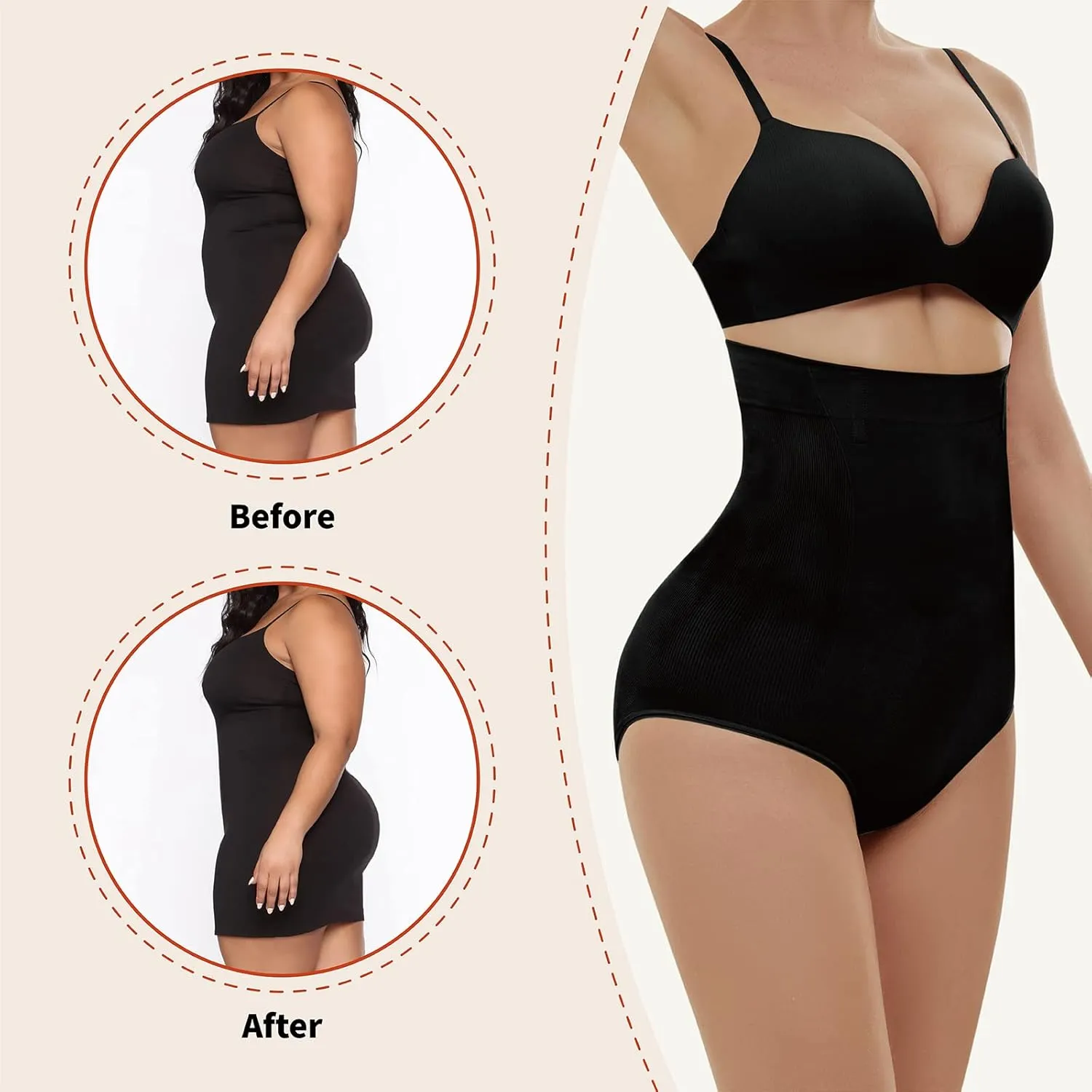AMRIY Shapewear for Women Tummy Control Underwear Higher Power Panties Girdle Thong Butt Lifter Panties