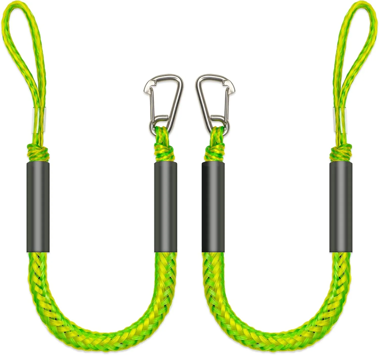 Anchor Bungee Line 316 Stainless Clip 3 Feet Boat Bungee Dock Lines 2PCS Boat Accessories Marine Grade for Jet Ski, SeaDoo,Yamaha WaveRunner,Kayak,Dinghy(Green, 3 Feet)