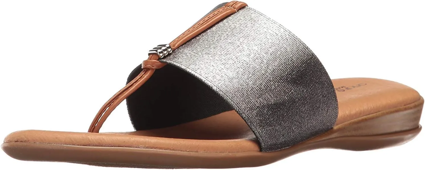 Andre Assous Womens Nice Elastic Pewter Slide - 10
