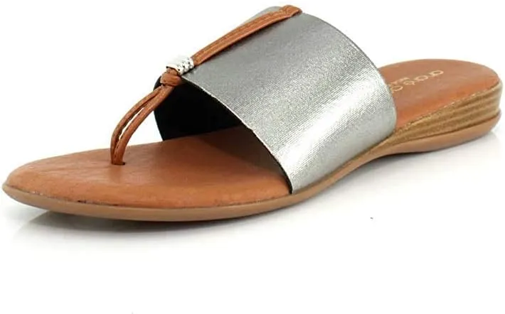 Andre Assous Womens Nice Elastic Pewter Slide - 9