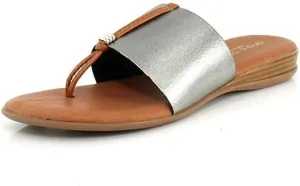 Andre Assous Womens Nice Elastic Pewter Slide - 9