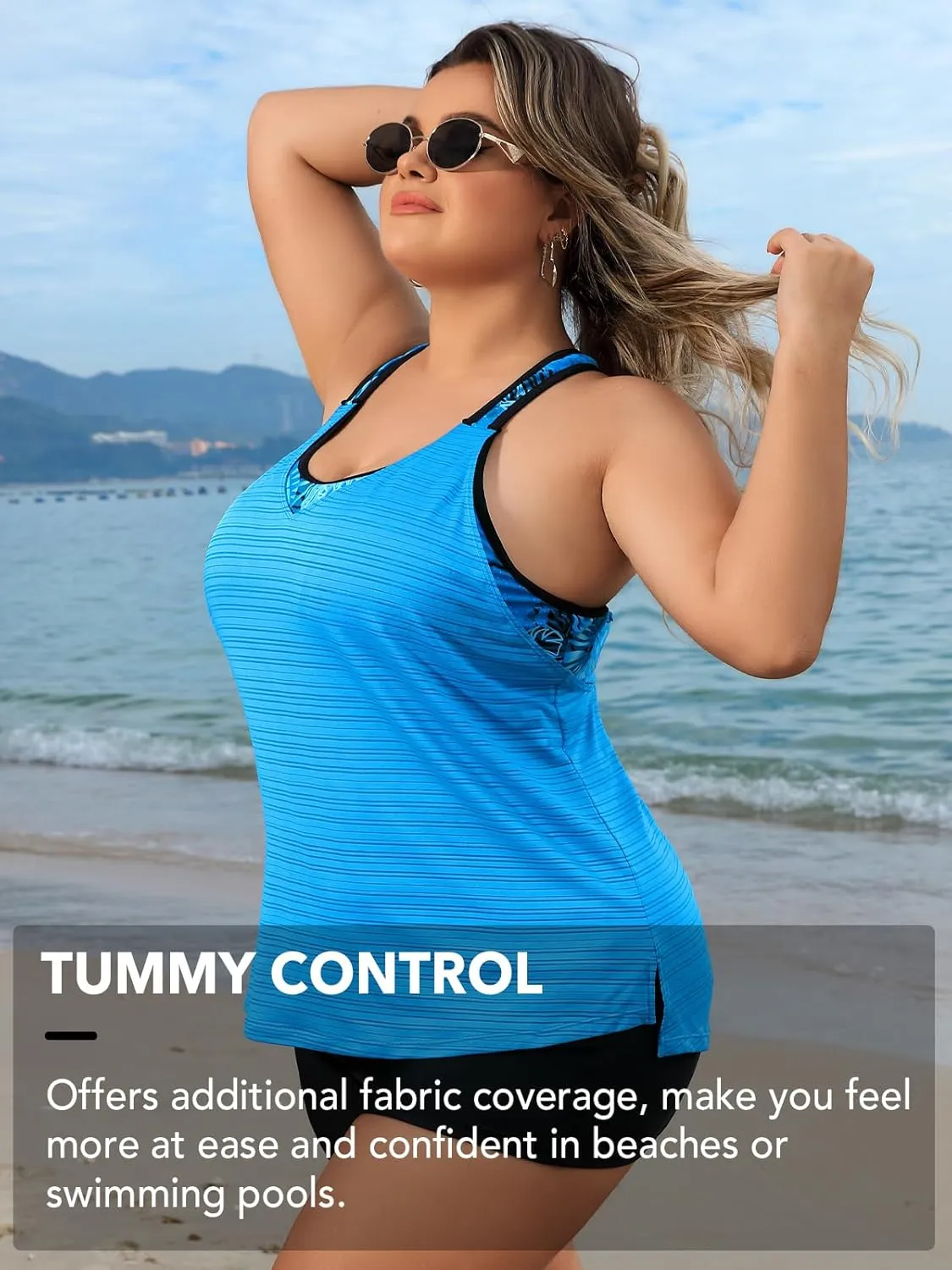 Angel season Plus Size Tankini Swimsuits Tops for Women Swim Top Only Tummy Control Bathing Suits Zippered Swimswear
