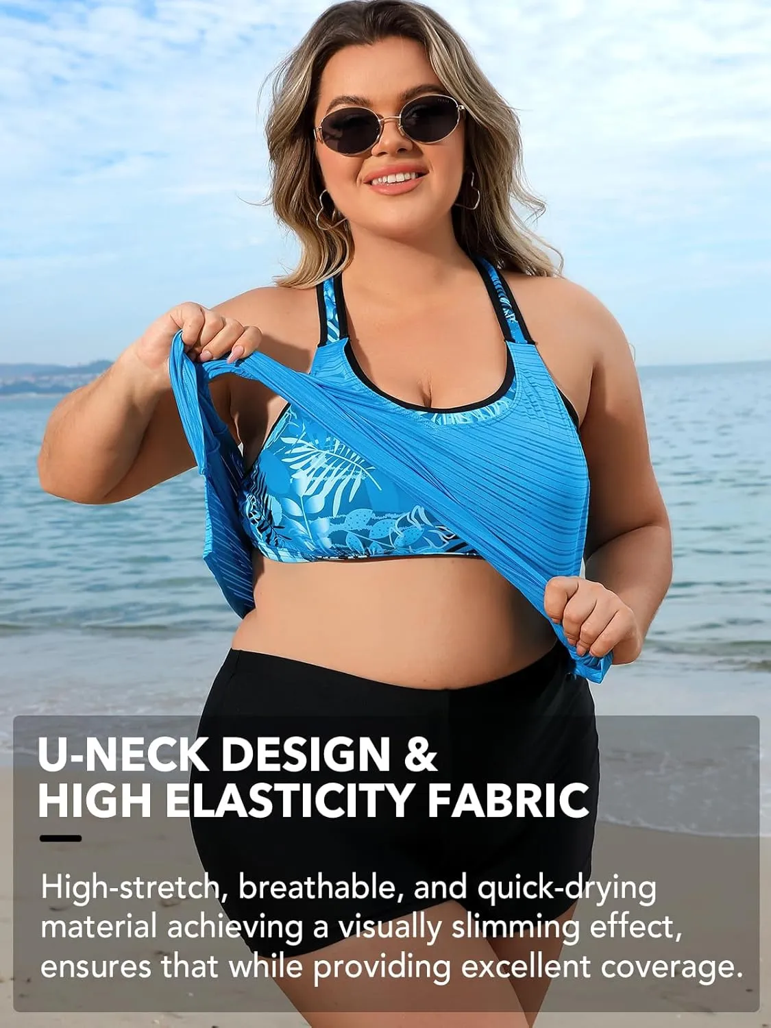 Angel season Plus Size Tankini Swimsuits Tops for Women Swim Top Only Tummy Control Bathing Suits Zippered Swimswear