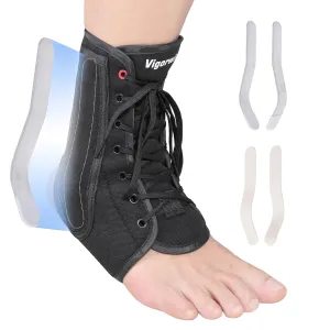 Ankle Brace for Sprained Ankle, Lace up Ankle Brace with 1Pair Metal and Plastic Support Bars, Ankle Stabilizer Brace for Men Women, Achilles Tendon Support Brace for Left Right, XL