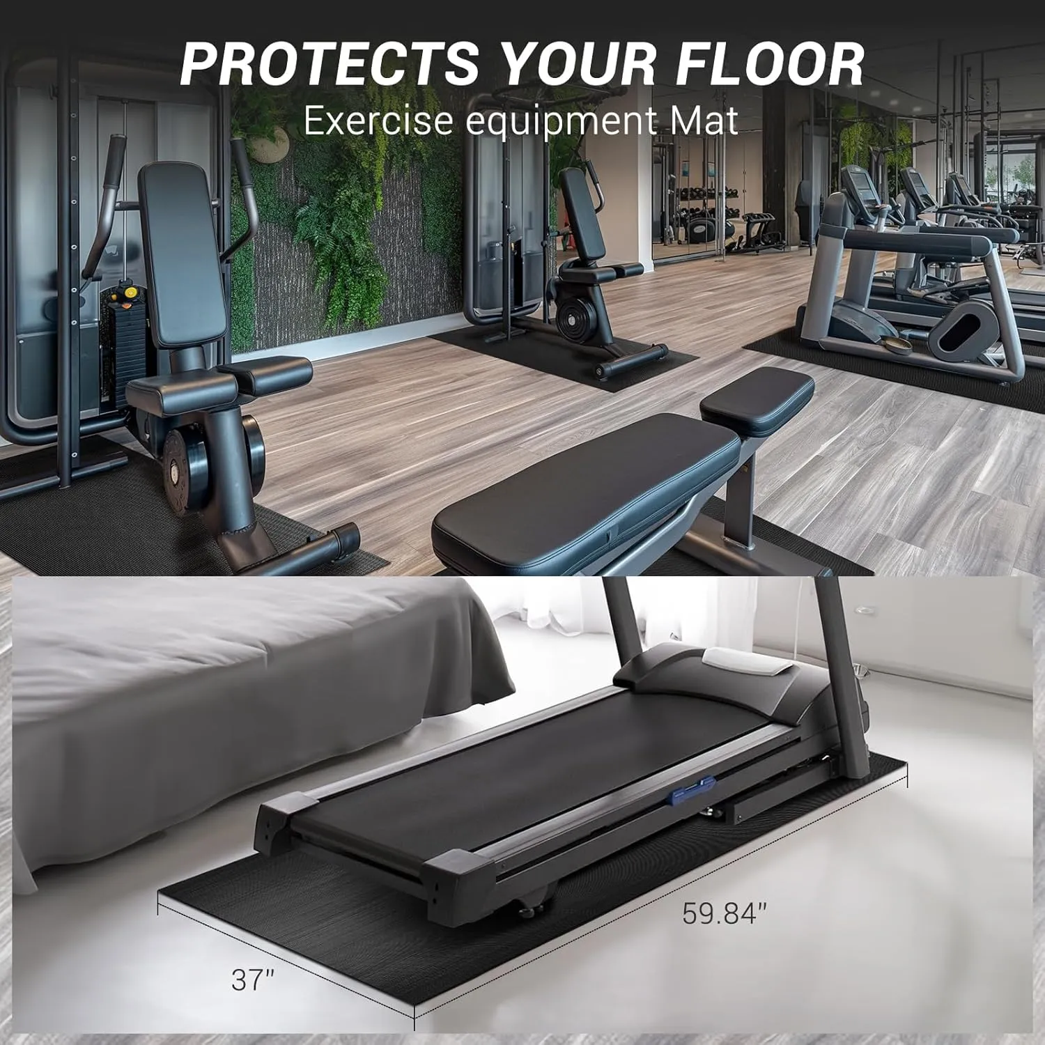 Anti-Fatigue Rubber Floor Mats Non Slip Rubber Utility Mat for Entrance, Home Gym, Exercise Equipment, Garage, Under-Sink, Patio, and Door Mat Black 36" x 60"