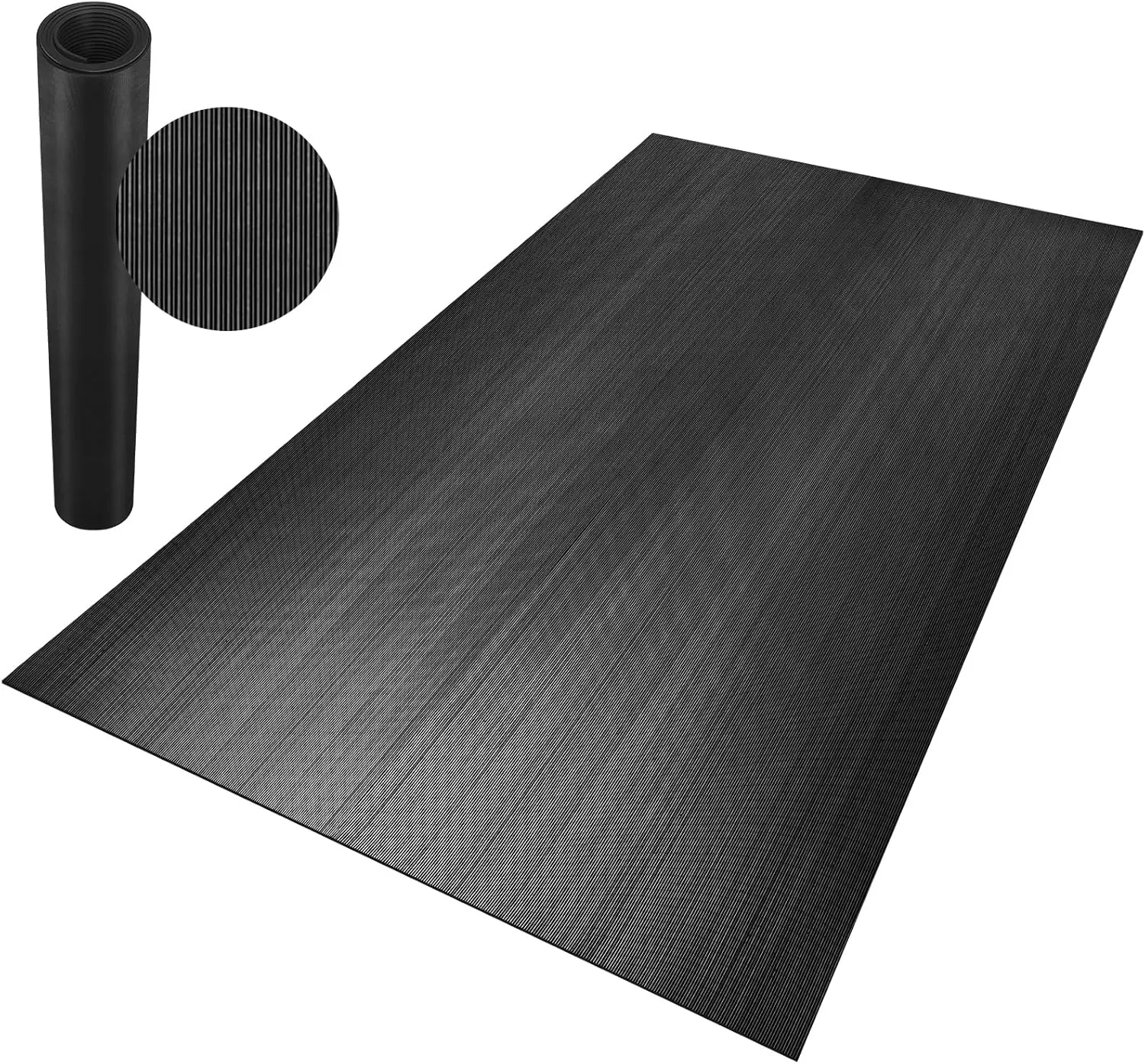 Anti-Fatigue Rubber Floor Mats Non Slip Rubber Utility Mat for Entrance, Home Gym, Exercise Equipment, Garage, Under-Sink, Patio, and Door Mat Black 36" x 60"