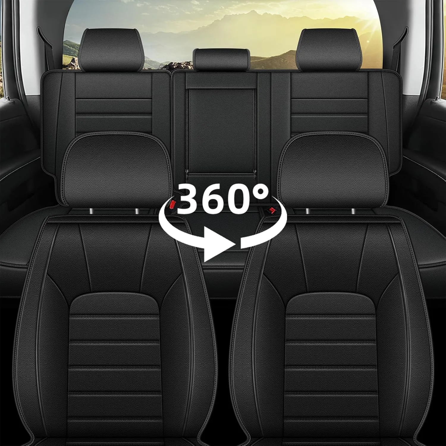 AOMSAZTO Seat Covers Custom Fit for 2019-2024 Chevy Chevrolet Silverado GMC Sierra Pickup 1500 2500HD 3500HD Trail Boss Z71 Crew Double Extended Cab Leather Seat Cushion Covers (Full Set, Black)