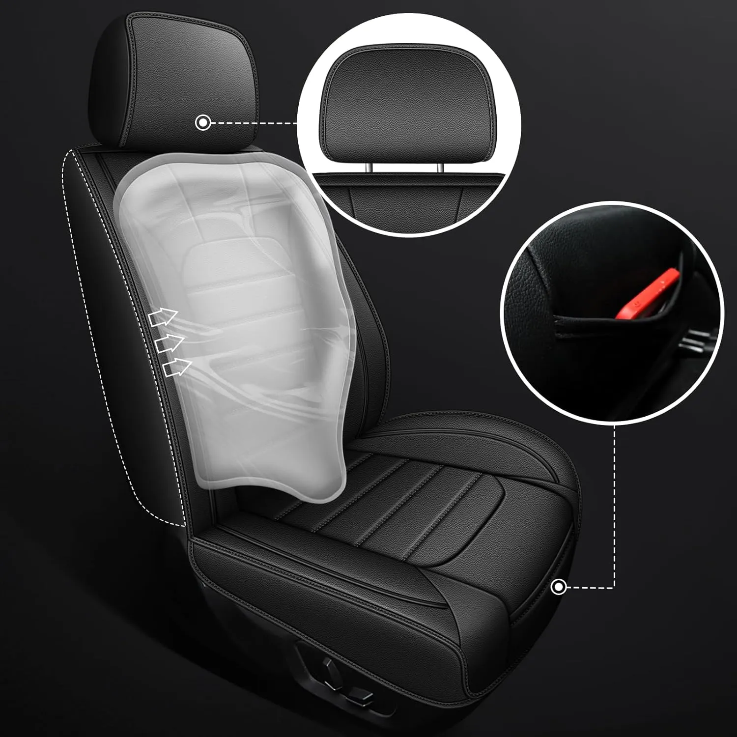 AOMSAZTO Seat Covers Custom Fit for 2019-2024 Chevy Chevrolet Silverado GMC Sierra Pickup 1500 2500HD 3500HD Trail Boss Z71 Crew Double Extended Cab Leather Seat Cushion Covers (Full Set, Black)