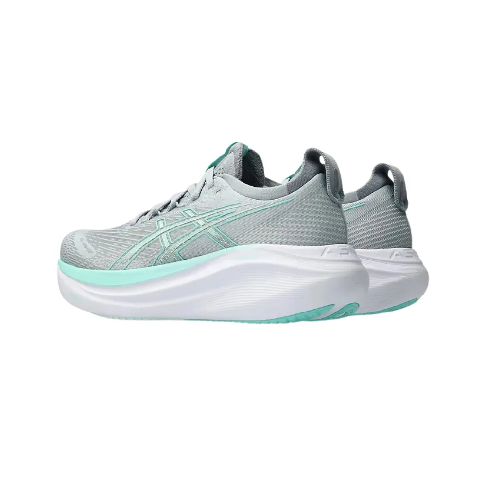 Asics Gel-Nimbus 27 (D Wide) Womens Piedmont Grey/Illuminate Mint