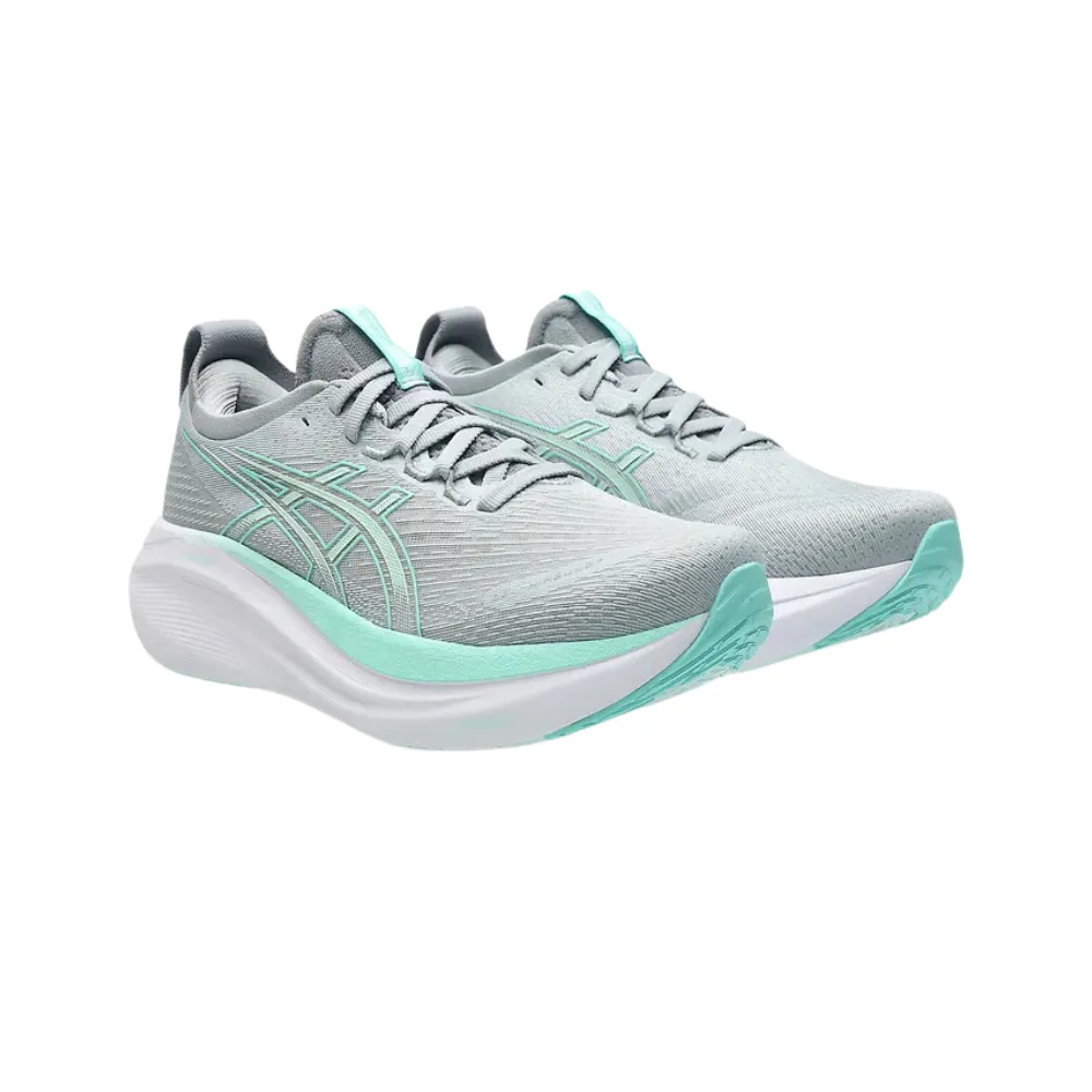 Asics Gel-Nimbus 27 (D Wide) Womens Piedmont Grey/Illuminate Mint