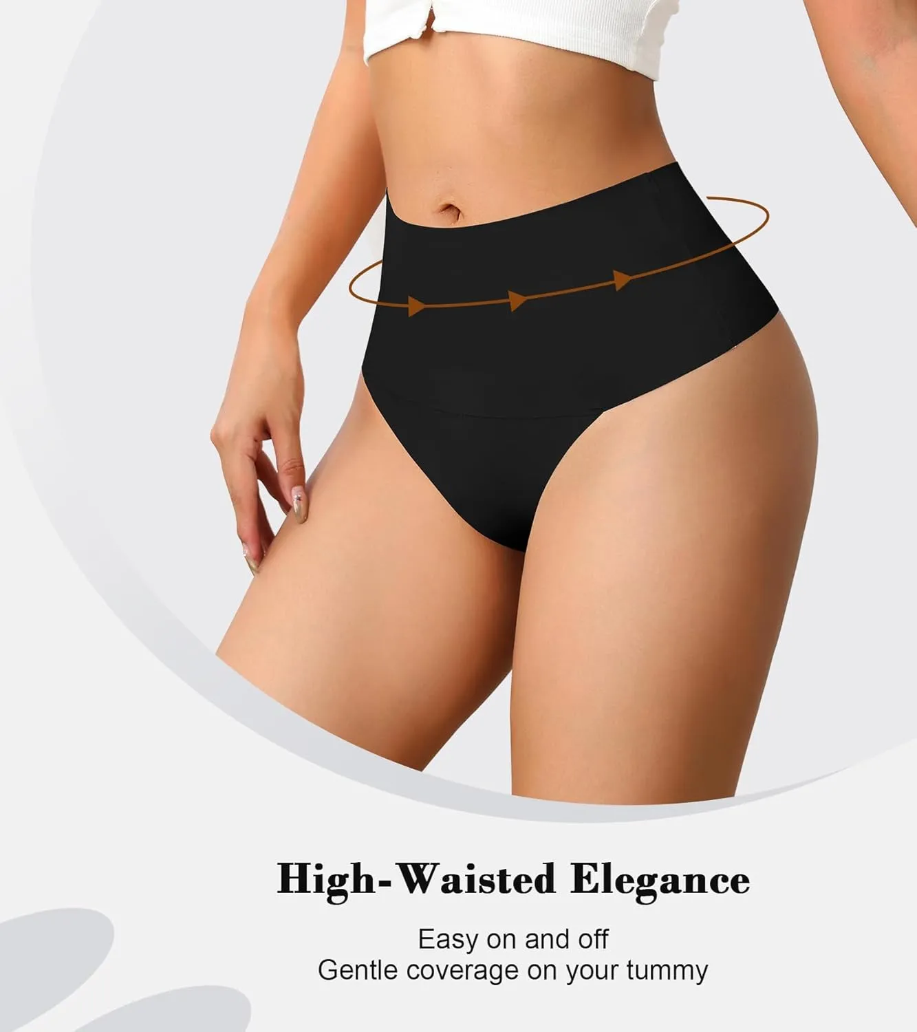 ASIMOON High Waisted Thongs Underwear for Women Seamless Underwear Ladies Soft No Show High Cut Panties 6 Pack