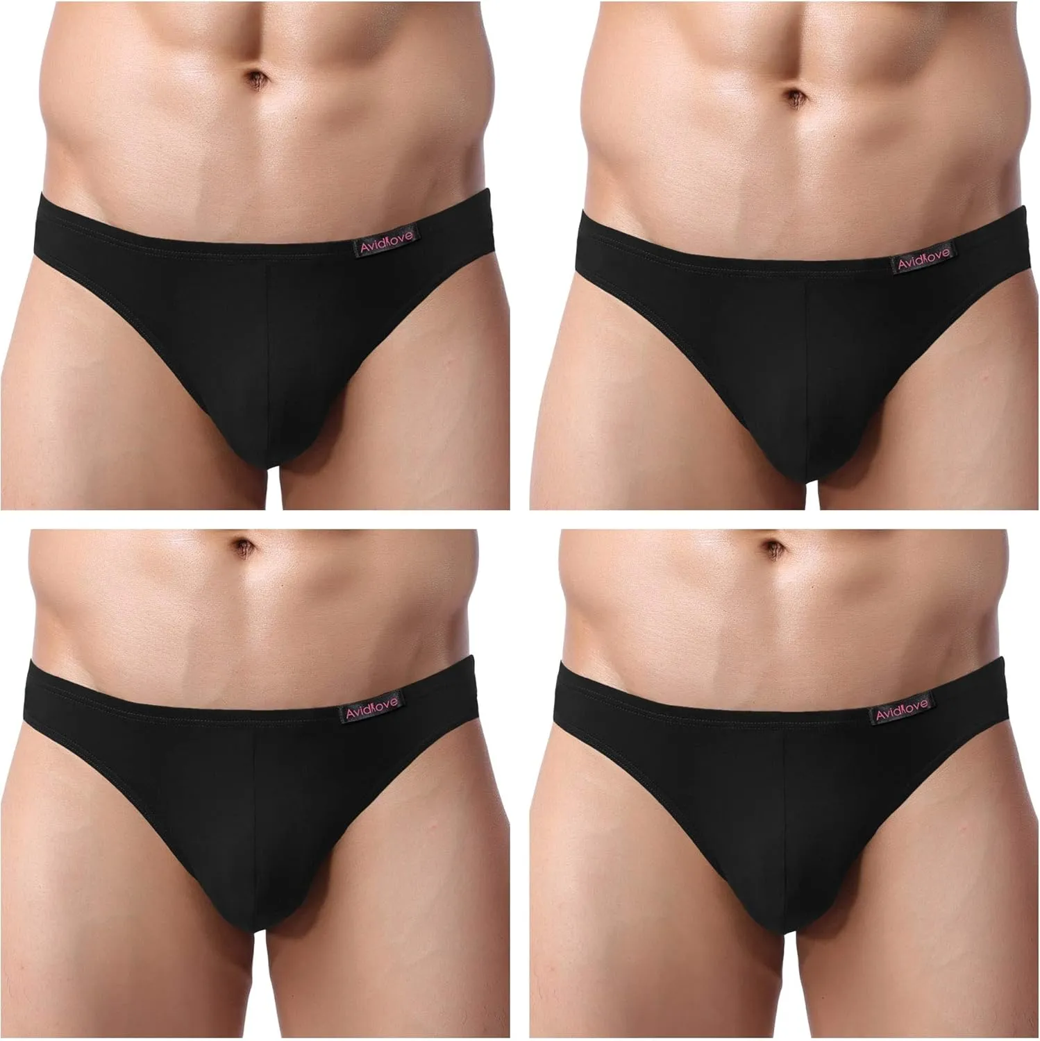 Avidlove Mens Bikini Underwear Low Rise Briefs Microfiber Underpants 4 Pack