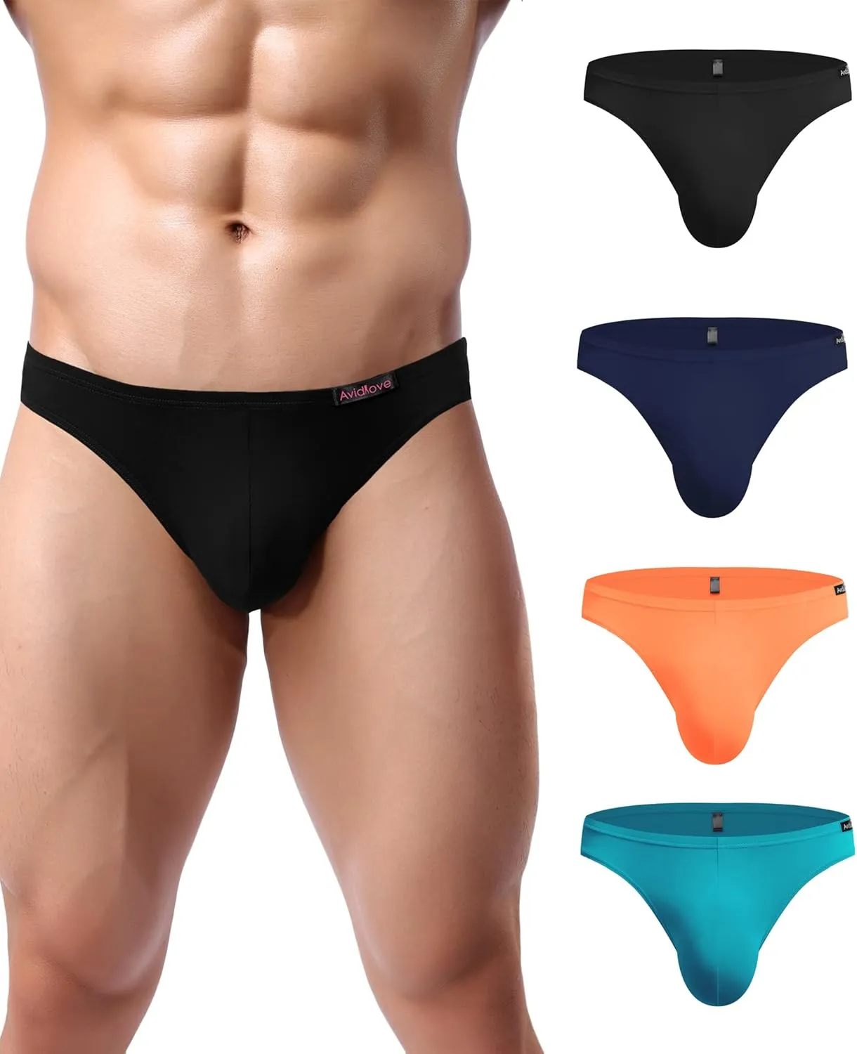 Avidlove Mens Bikini Underwear Low Rise Briefs Microfiber Underpants 4 Pack