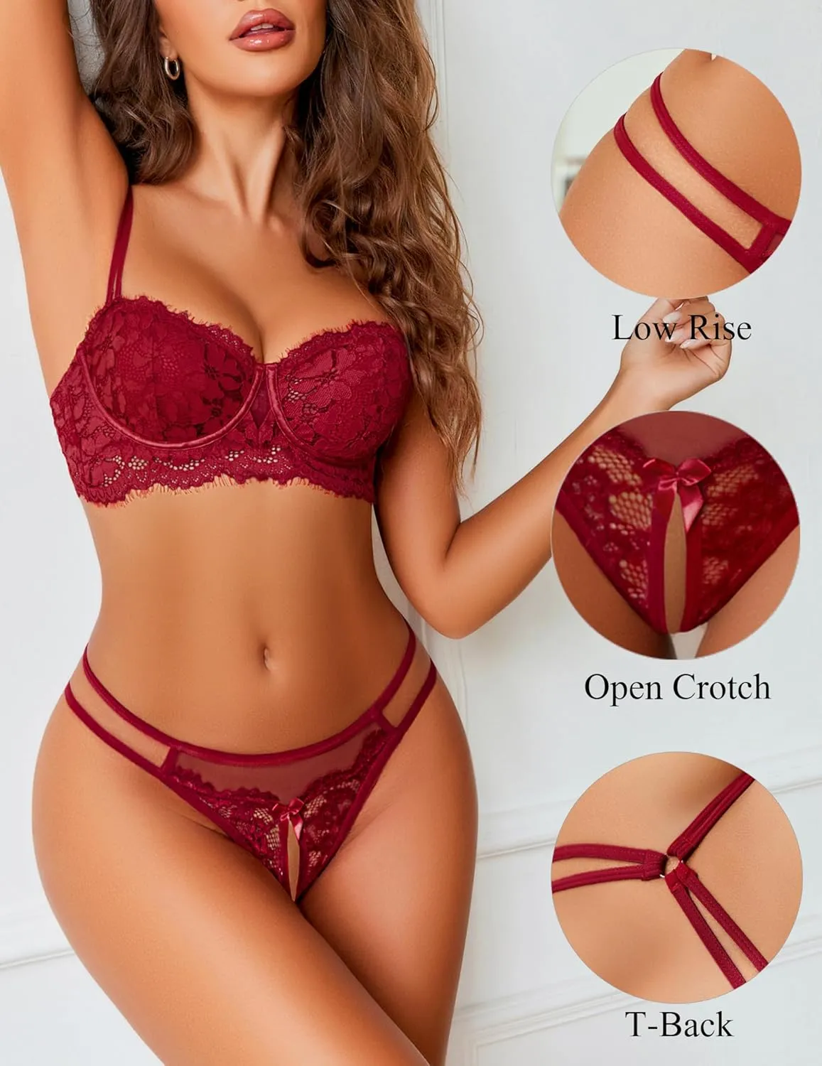 Avidlove Women Lace Panties Floral Lace Briefs Mesh Hollow Out G-String Thongs T-back Underwear 1-4 Pack