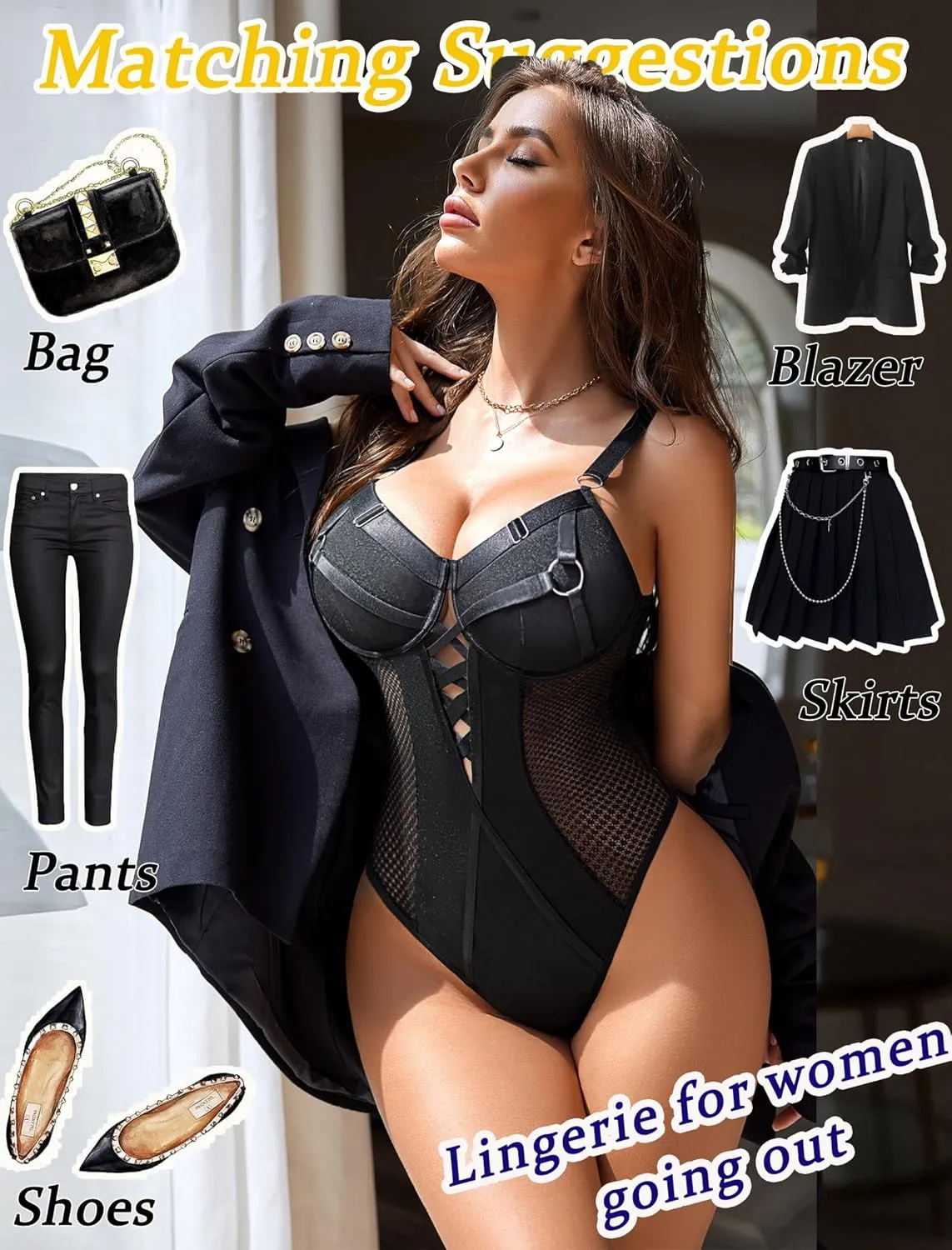 Avidlove Women Lingerie Bodysuit Mesh Teddy Underwire Lace Bodysuits One Piece Babydoll With Snap Crotch S-XXL