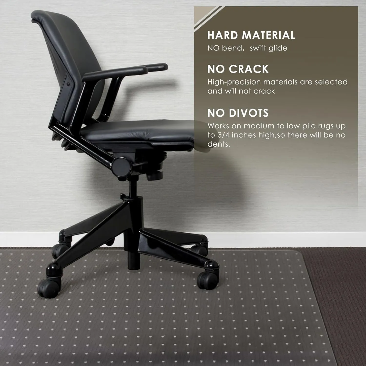 Azadx Heavy Duty Office Chair Mat for Carpet Floor 36" x 55" - Hard Material, Slip Resistant Protector, Easy Glide Desk Floor Mat - 2 Pack