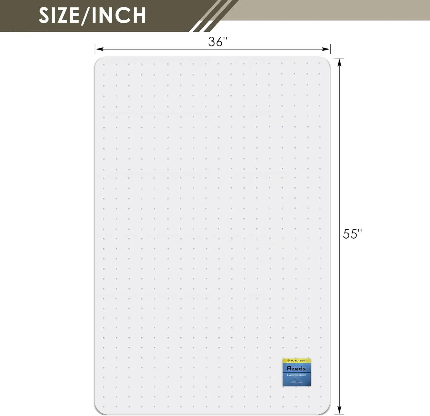 Azadx Heavy Duty Office Chair Mat for Carpet Floor 36" x 55" - Hard Material, Slip Resistant Protector, Easy Glide Desk Floor Mat - 2 Pack