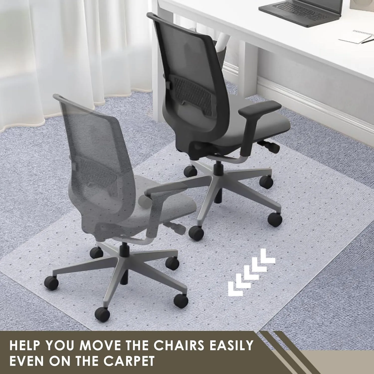 Azadx Heavy Duty Office Chair Mat for Carpet Floor 36" x 55" - Hard Material, Slip Resistant Protector, Easy Glide Desk Floor Mat - 2 Pack