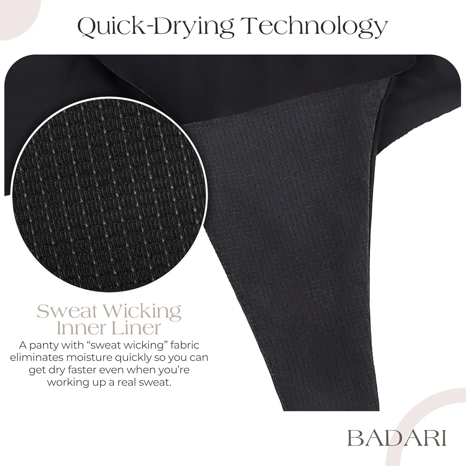 BADARI 5-Pack Seamless Athletic Thongs for Women - Quick Dry No Show Workout Thongs - Seamless Underwear Thong