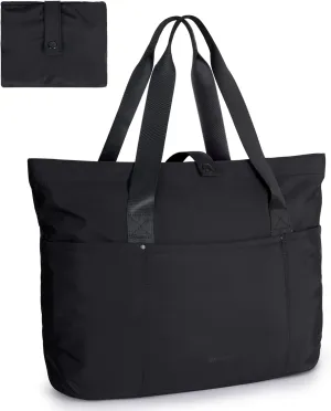 BAGSMART Tote Bag for Women, Foldable Tote Bag With Zipper Travel Large Shoulder Bag Handbag for Work-16.5''l X 6''wx 14''h