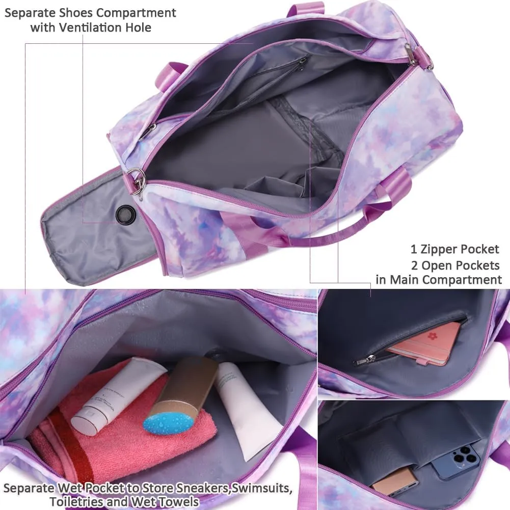Ballet Dance Bag for Girls Princess Sports Duffle Bags Overnight Travel Duffel for Girl Gym Bag with Shoes Compartment Water Resistant