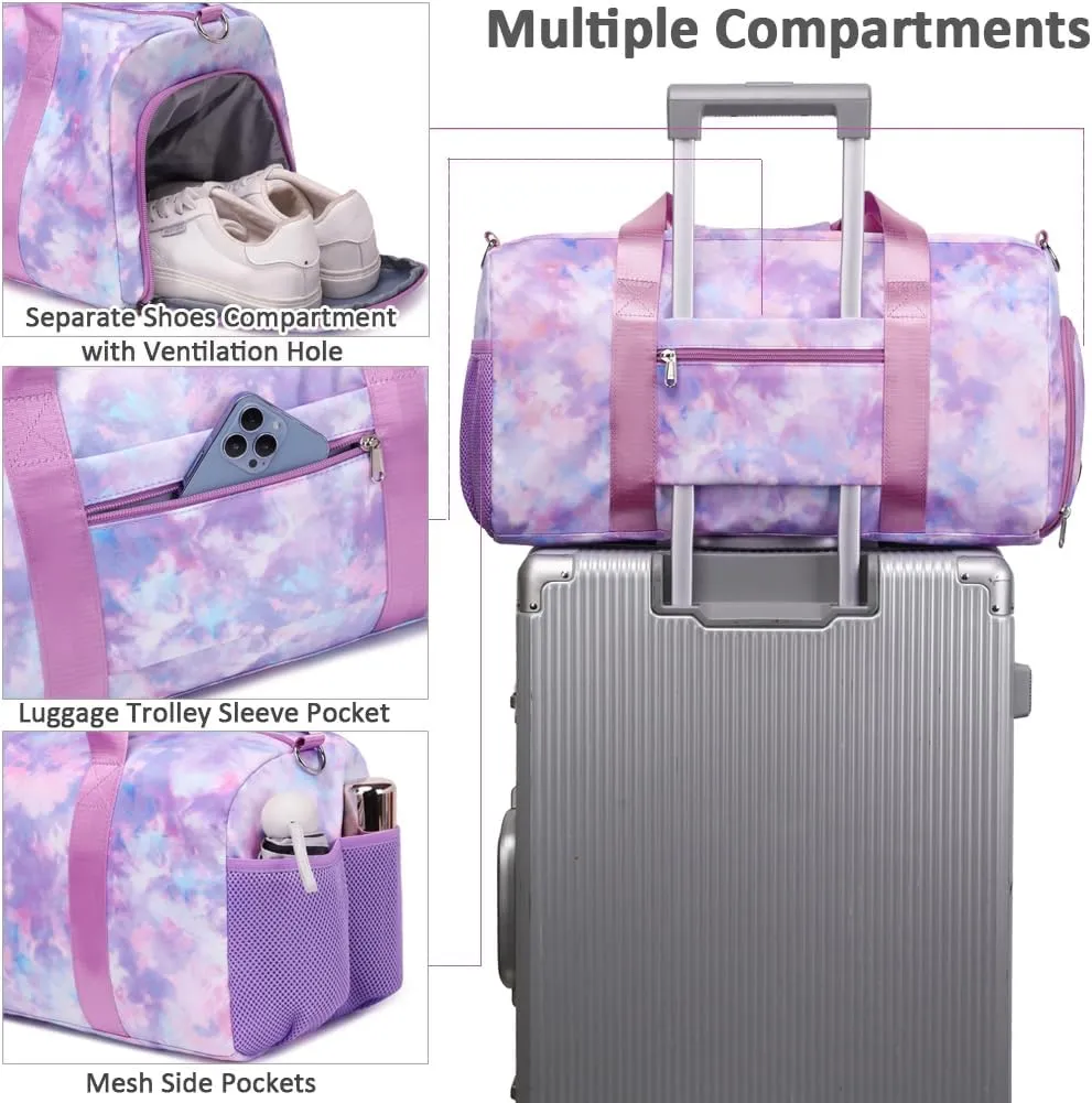 Ballet Dance Bag for Girls Princess Sports Duffle Bags Overnight Travel Duffel for Girl Gym Bag with Shoes Compartment Water Resistant