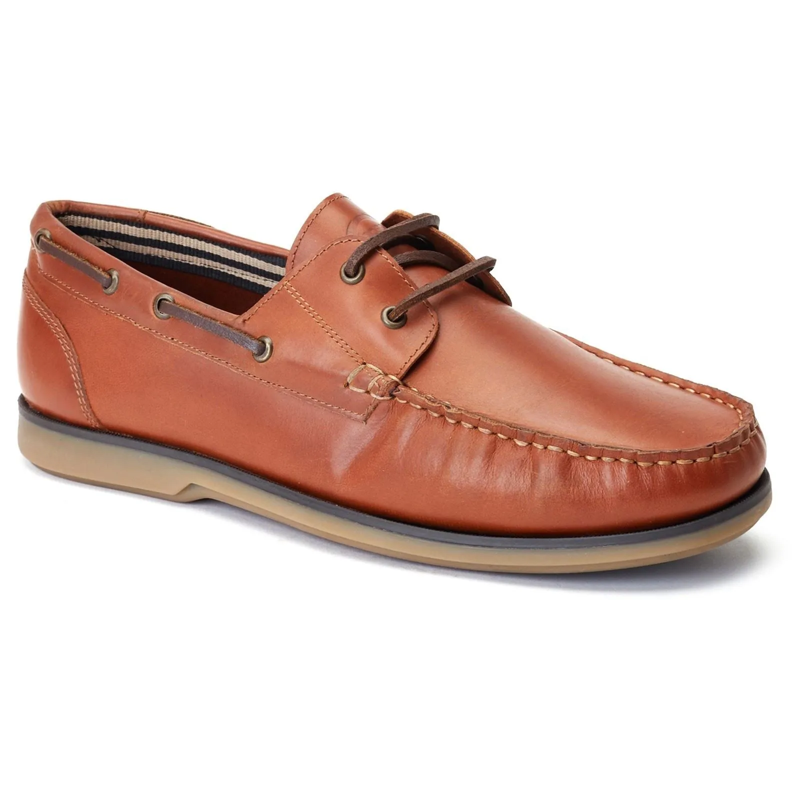 Base London Men's Stern Boat Shoe in Burnt Tan
