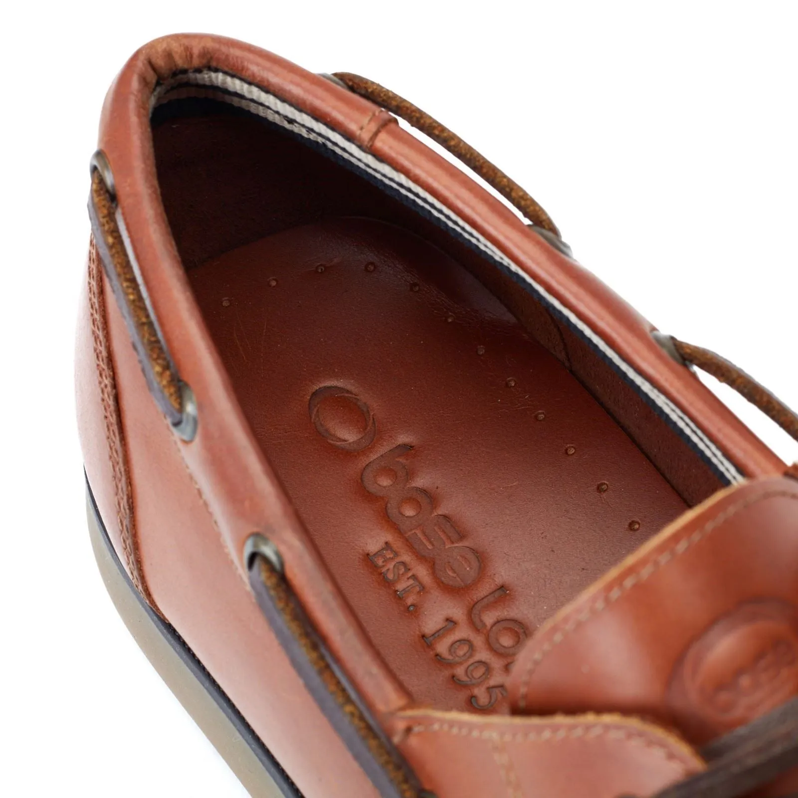 Base London Men's Stern Boat Shoe in Burnt Tan