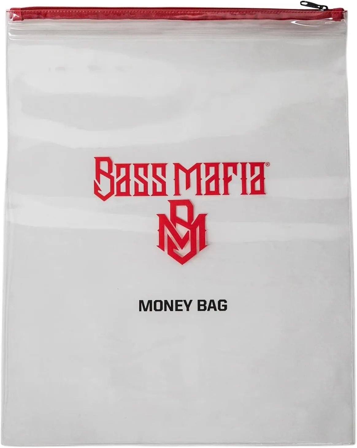 Bass Mafia Money Bag 16x20: Clear, Plastic, Rectangular, Waterproof, Zipper Closure, Fishing Tackle & General Storage