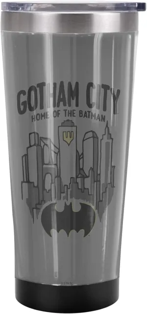Batman OFFICIAL The Gotham City 20 oz Travel Tumbler, Stainless Steel, Vacuum Insulated with Leak Resistant Slide-Lock Lid