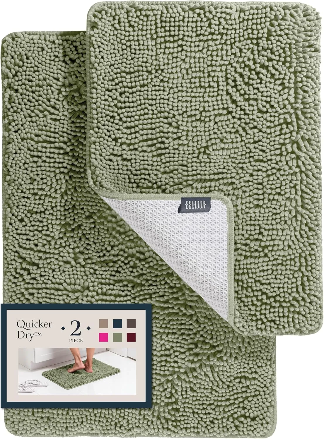 BELADOR Bathroom Rugs Sets 2 Piece- Plush Bath Mat Set Quick-Dry Soft Chenille Bathroom Mat with Rubber Backing, Absorbent Bathroom Rug Set, Washable Bath Rugs for - Bath Mats 24x17   30x20