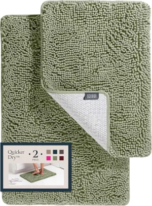 BELADOR Bathroom Rugs Sets 2 Piece- Plush Bath Mat Set Quick-Dry Soft Chenille Bathroom Mat with Rubber Backing, Absorbent Bathroom Rug Set, Washable Bath Rugs for - Bath Mats 24x17   30x20