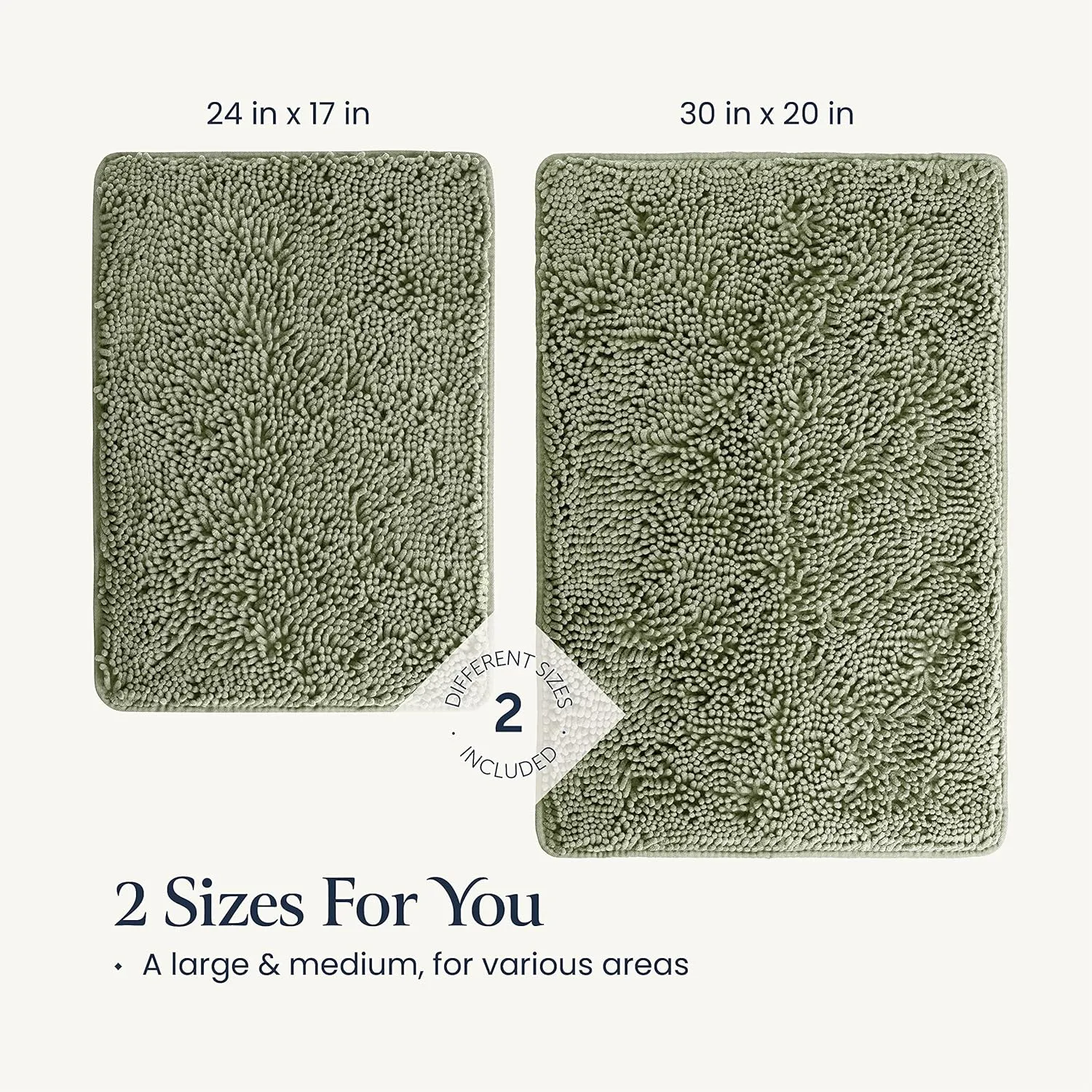 BELADOR Bathroom Rugs Sets 2 Piece- Plush Bath Mat Set Quick-Dry Soft Chenille Bathroom Mat with Rubber Backing, Absorbent Bathroom Rug Set, Washable Bath Rugs for - Bath Mats 24x17   30x20