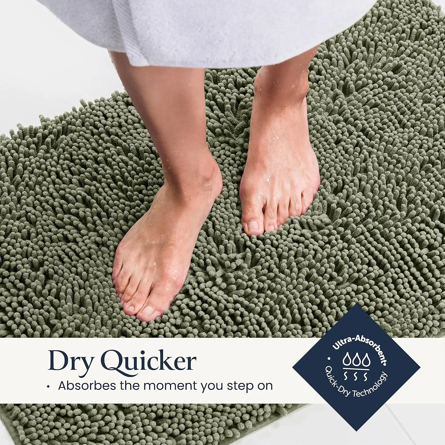 BELADOR Bathroom Rugs Sets 2 Piece- Plush Bath Mat Set Quick-Dry Soft Chenille Bathroom Mat with Rubber Backing, Absorbent Bathroom Rug Set, Washable Bath Rugs for - Bath Mats 24x17   30x20
